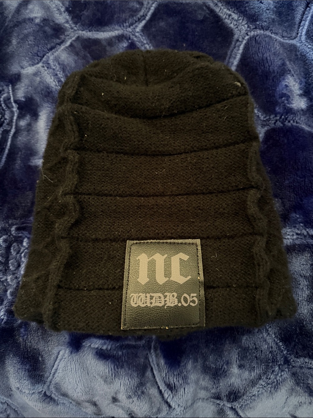 Black Ribbed Beanie with 'NC' Patch